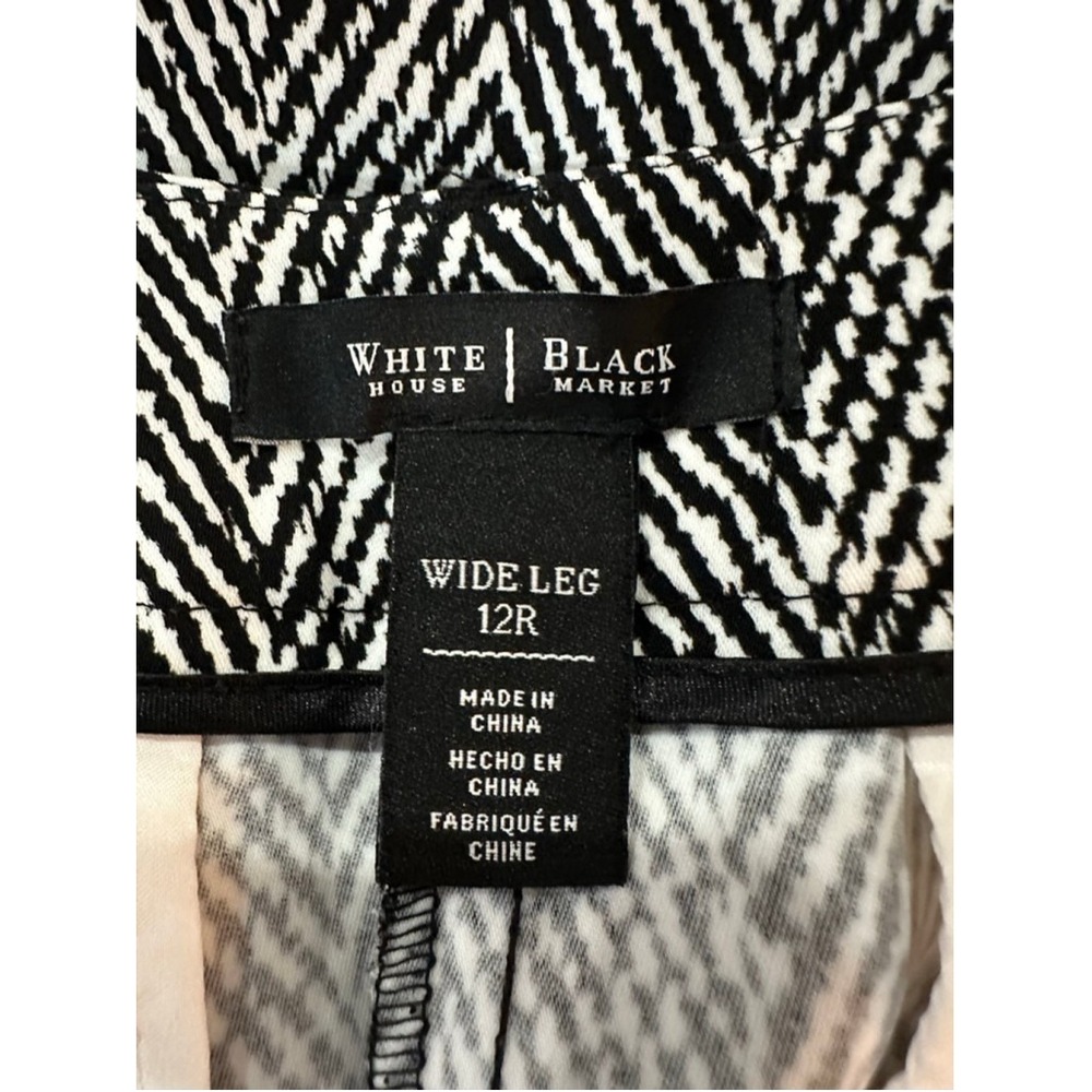 White House Black Market Wide Leg Herringbone Trousers Pants Women 12R - Picture 8 of 12